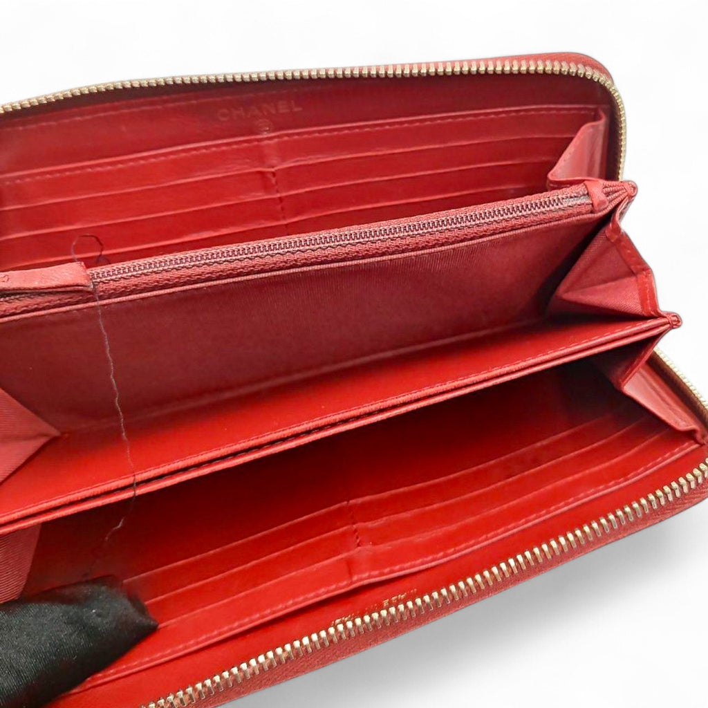 Chanel Long Wallet In Red