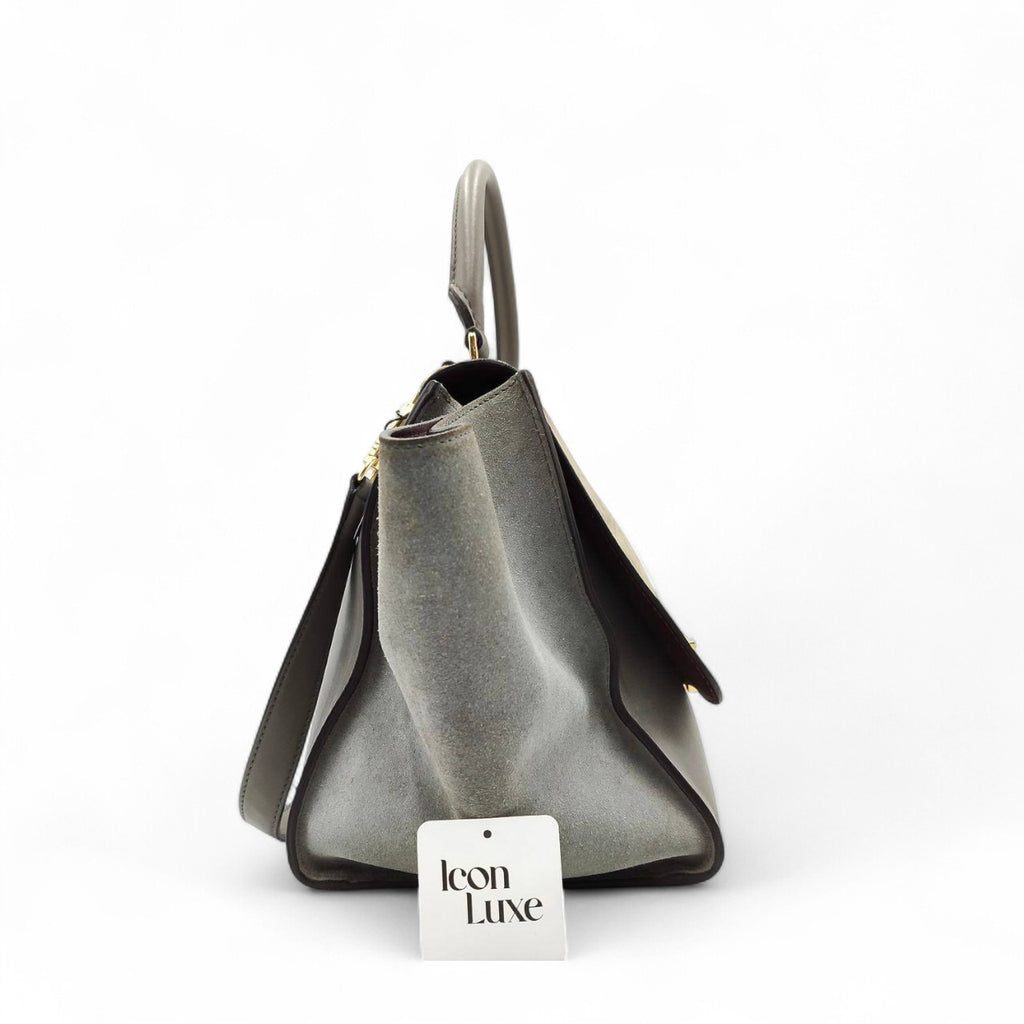 Celine Trapeze Croc Embossed In Grey