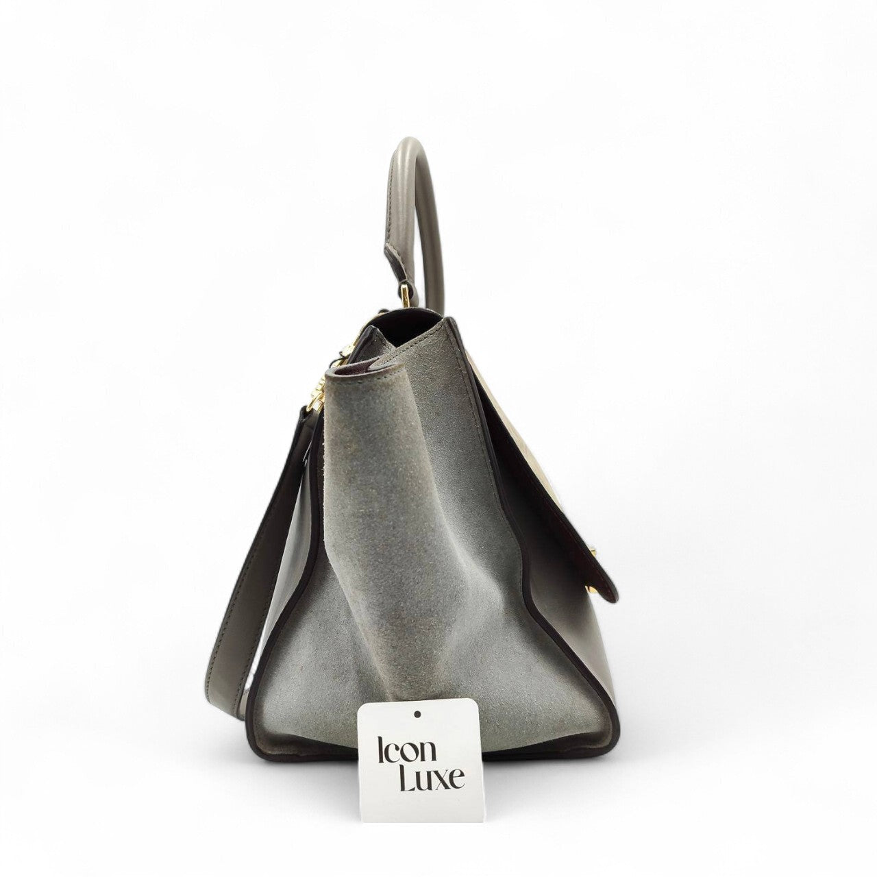 Celine Trapeze Croc Embossed In Grey