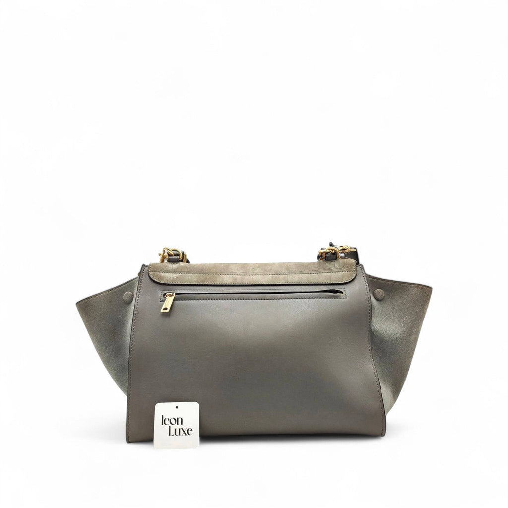 Celine Trapeze Croc Embossed In Grey