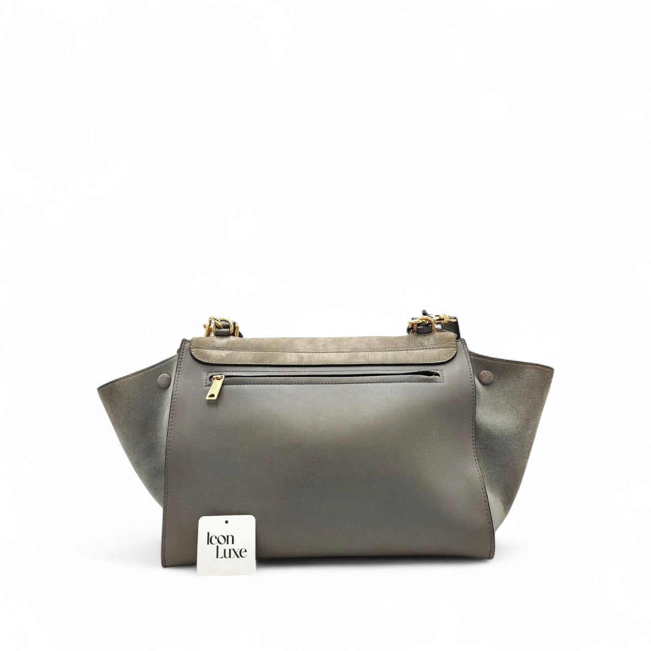 Celine Trapeze Croc Embossed In Grey